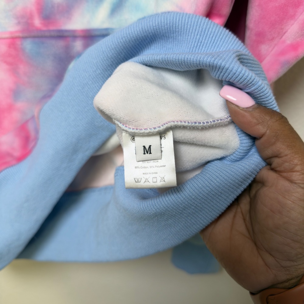 Spark Paws Human Hoodie Sweater Medium Pink Blue Tie Dye Velour Cotton Candy - Picture 9 of 10